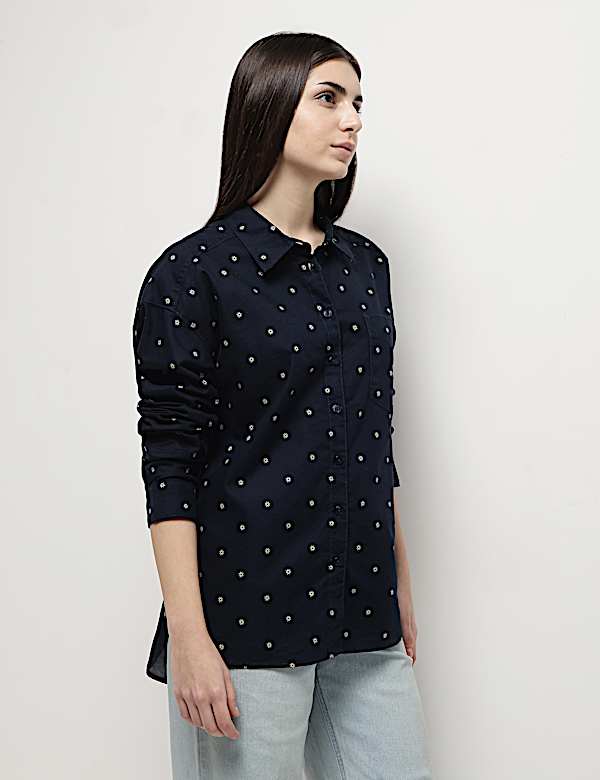 Pure Cotton Printed Spread Collar Shirt