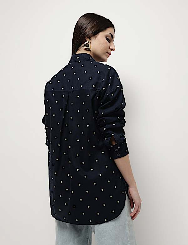 Pure Cotton Printed Spread Collar Shirt