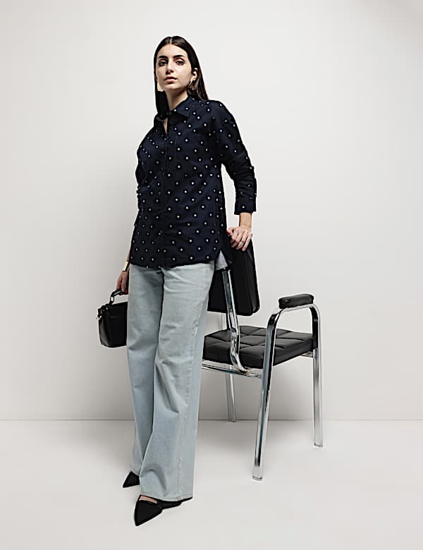 Pure Cotton Printed Spread Collar Shirt