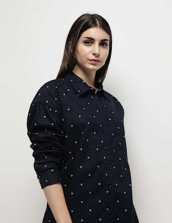 Pure Cotton Printed Spread Collar Shirt