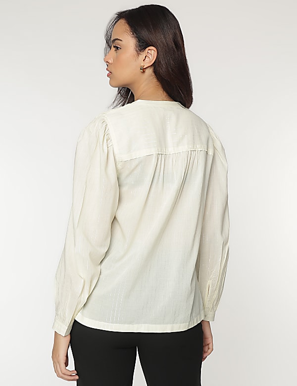 Mandarin Neck Stripes Shirt