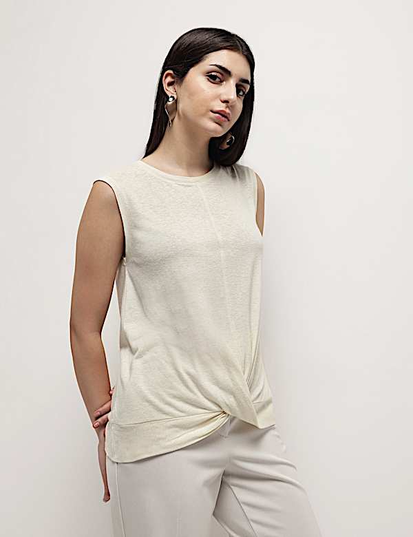 Linen Rich Draped Vest Top