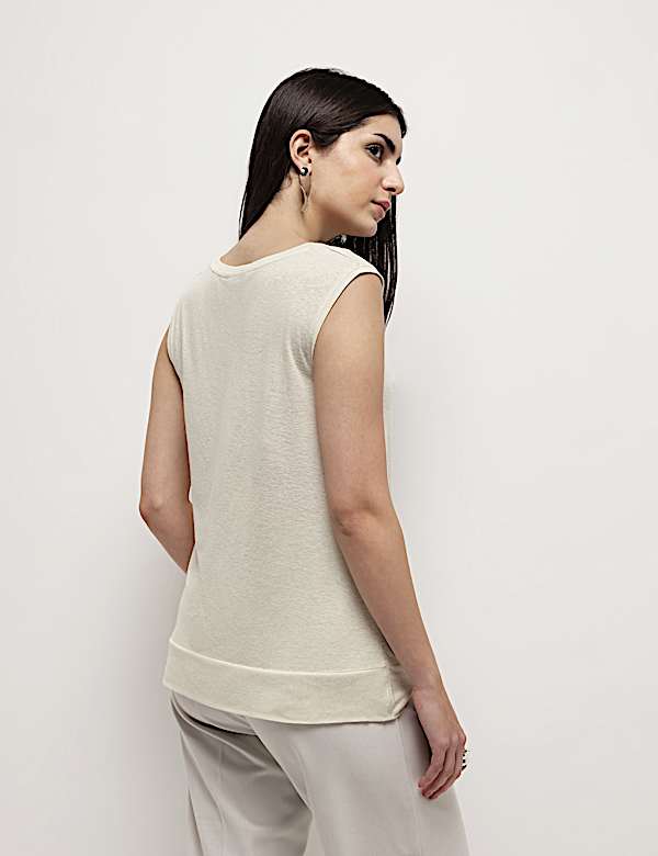 Linen Rich Draped Vest Top