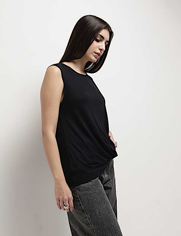 Linen Rich Draped Vest Top
