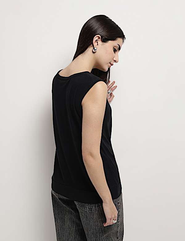 Linen Rich Draped Vest Top