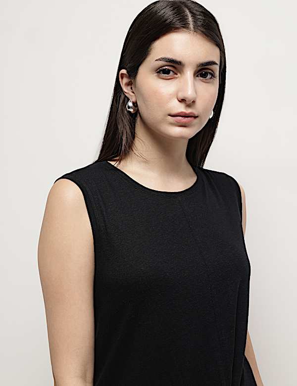 Linen Rich Draped Vest Top