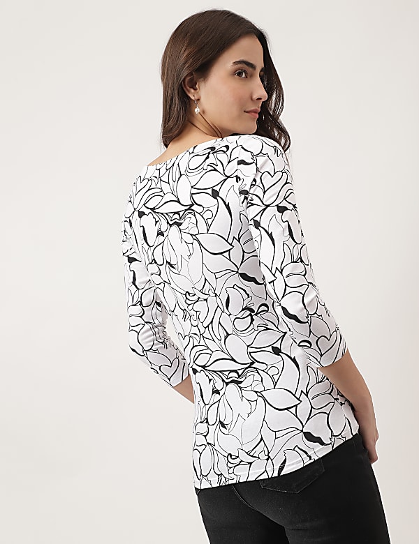 Viscose Mix Printed Boat Neck T-Shirts
