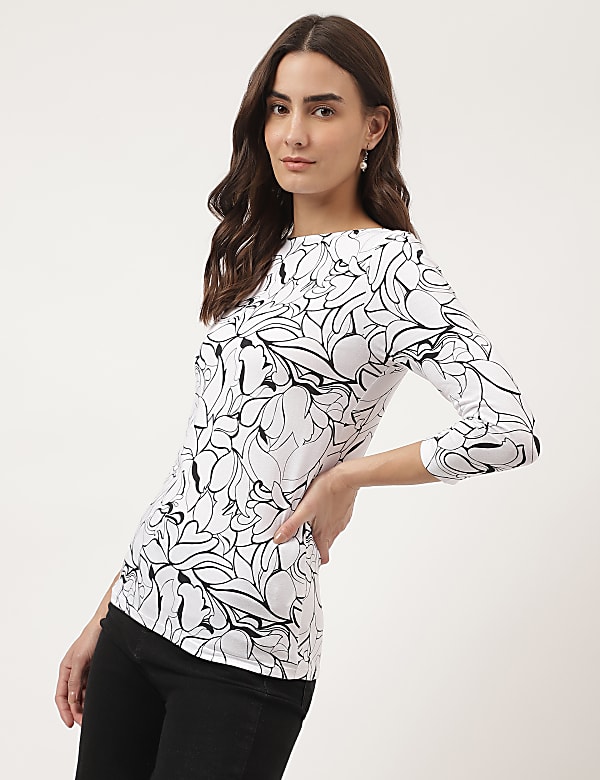 Viscose Mix Printed Boat Neck T-Shirts