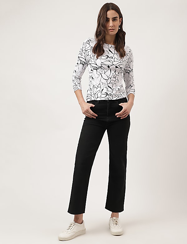 Viscose Mix Printed Boat Neck T-Shirts