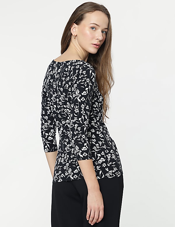 Cotton Rich Printed 3/4 Sleeves T-Shirt