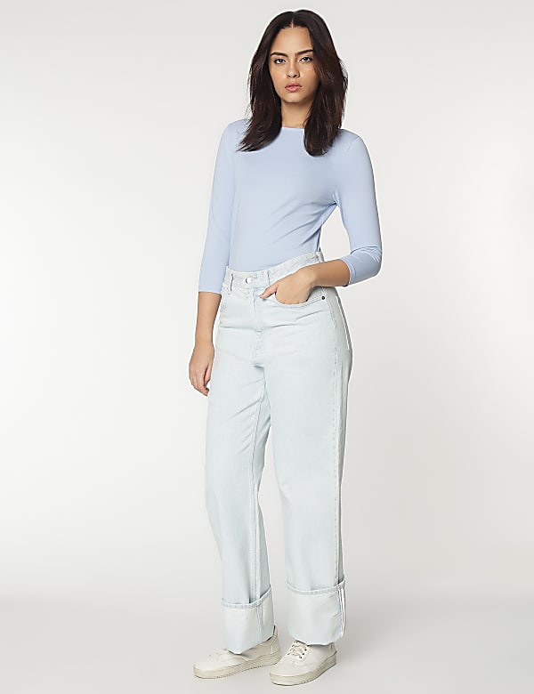Cotton Rich Boat Neck T-Shirt