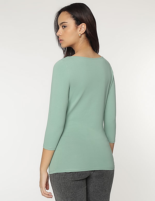 Cotton Rich Boat Neck T-shirt