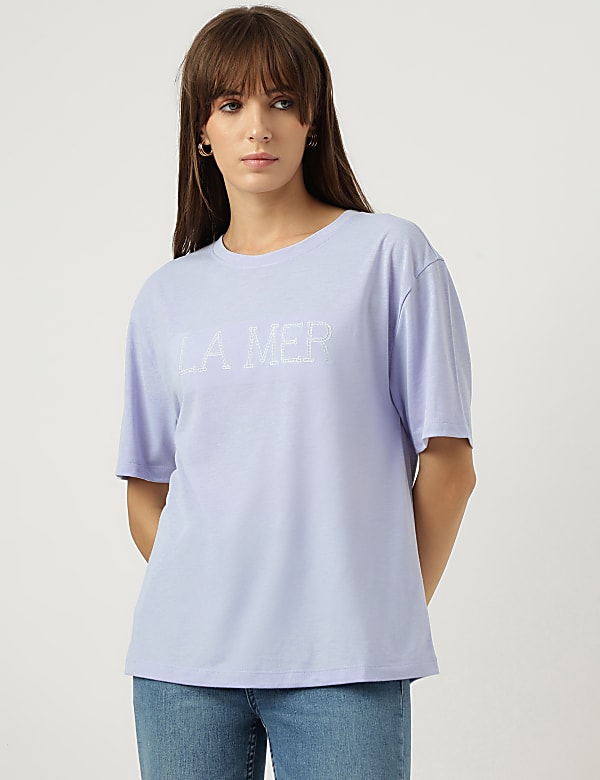 Embroidered Round Neck T-Shirt