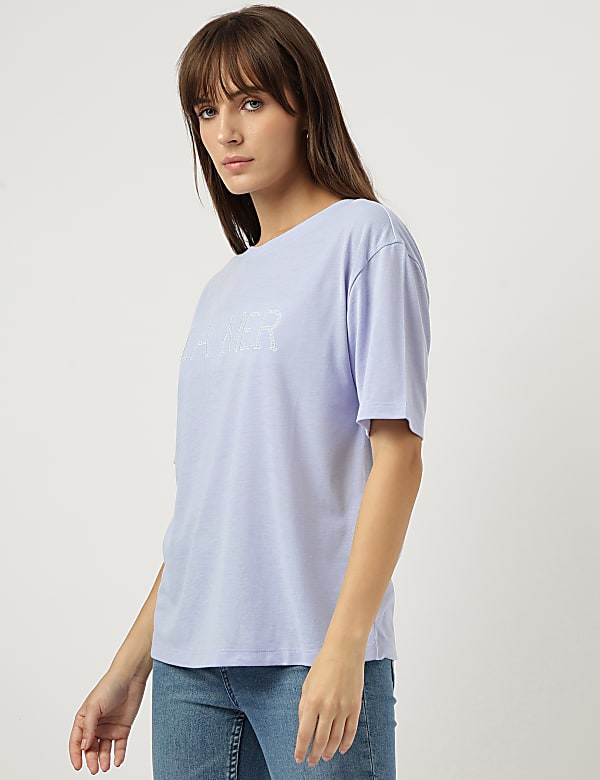 Embroidered Round Neck T-Shirt