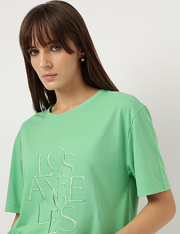Embroidered Round Neck T-Shirt