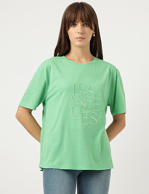 Embroidered Round Neck T-Shirt