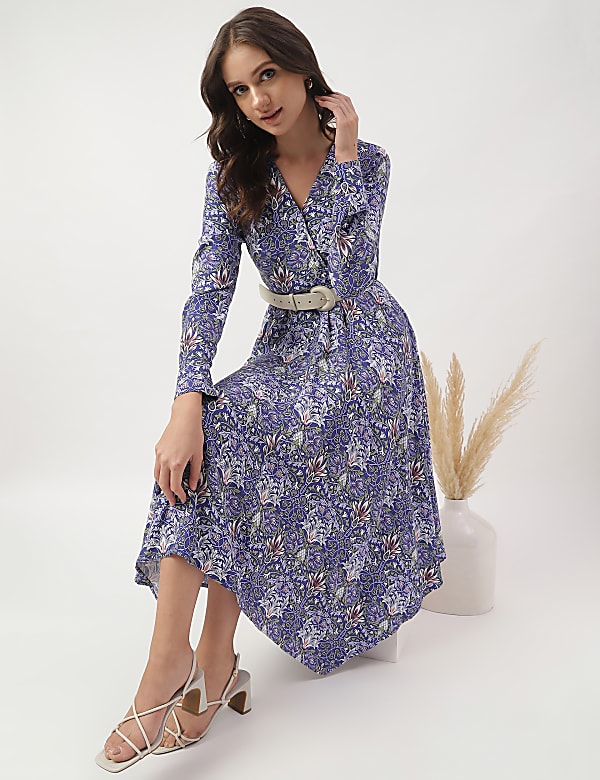 Buy Floral Print Handkerchief Hem Dress at Marks Spencer