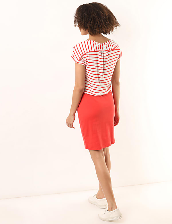 Pure Cotton Striped Round Neck Jersey Dress