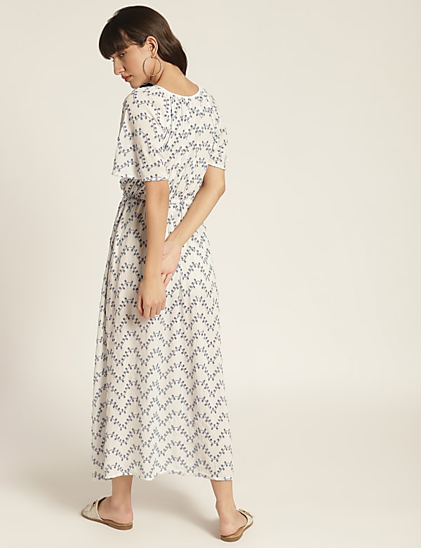 Viscose Schiffli Embroidery Tie Neck Dress