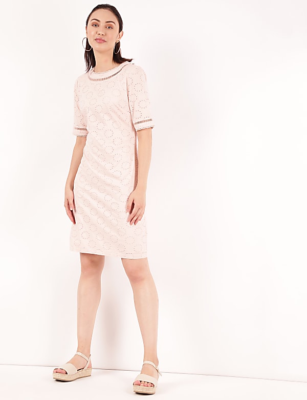 Pure Cotton Embroidery Round Neck Dress
