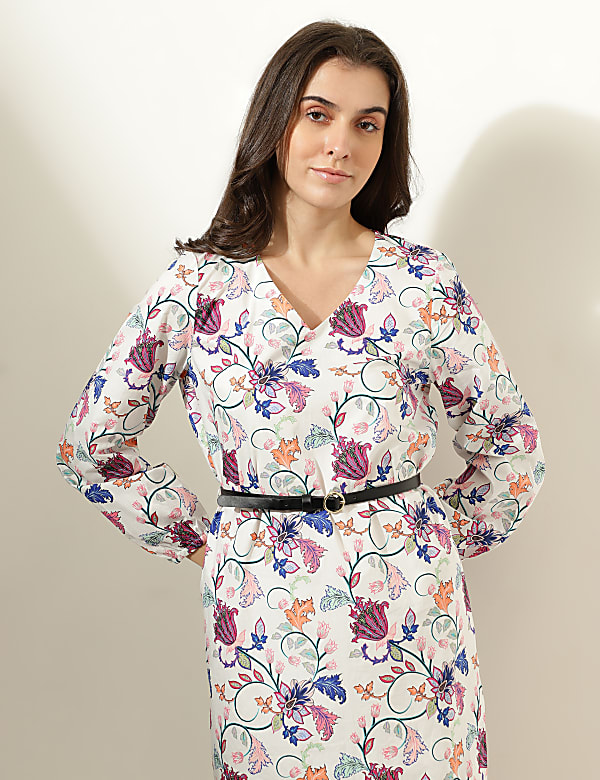 Pure Cotton Floral Print Mini Shift Dress