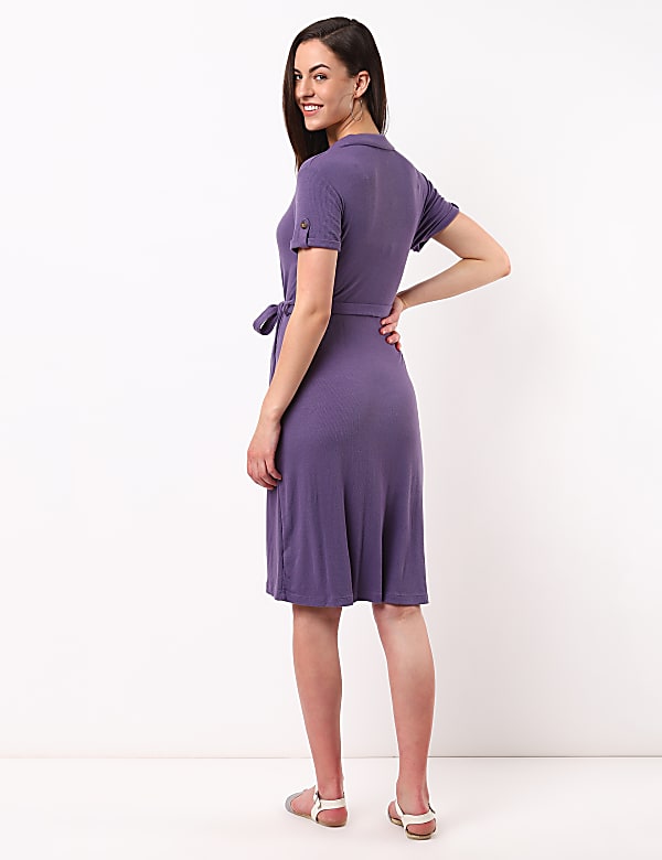 Buttoned Smart Jersey Dress