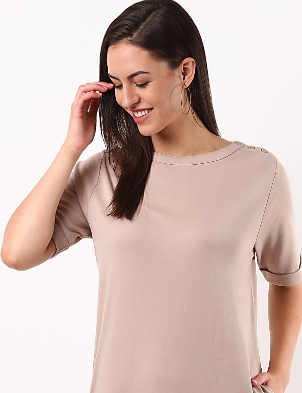 Pure Cotton Solid Shift Dress