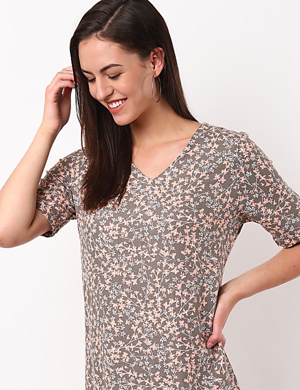 Printed Bottom Ruffle Dress