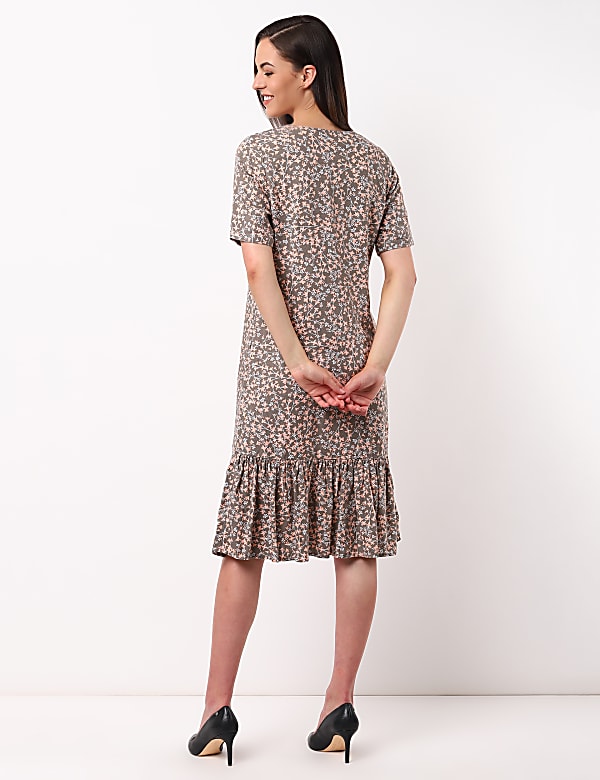 Printed Bottom Ruffle Dress