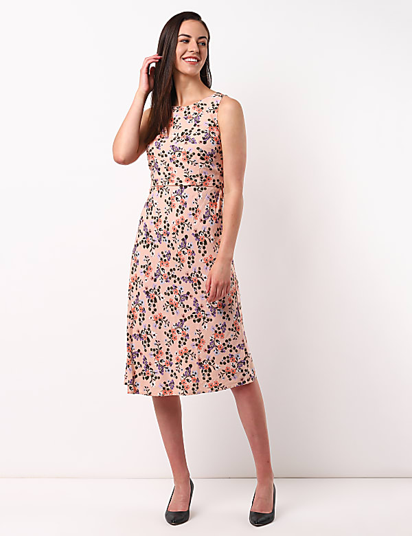 Printed Back Tie Dress