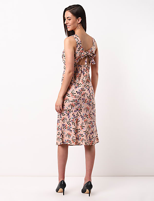 Printed Back Tie Dress