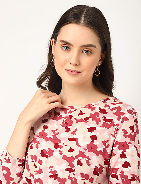 Viscose Mix Printed Round Neck Dress