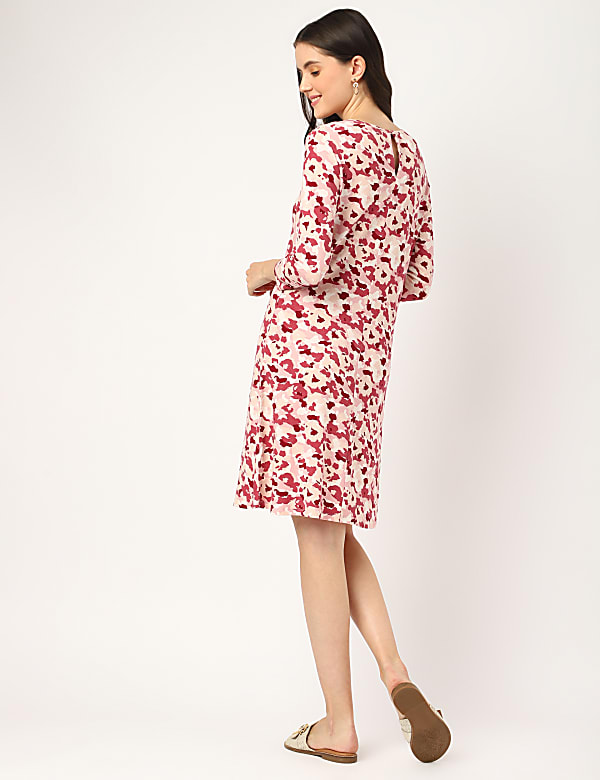 Viscose Mix Printed Round Neck Dress