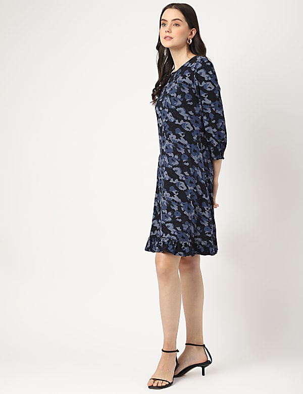 Viscose Mix Printed Round Neck Dress
