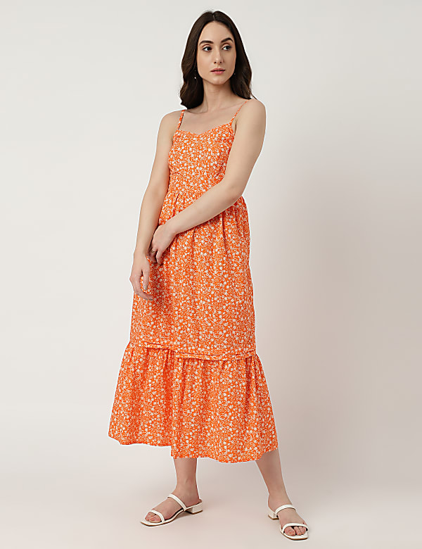 Pure Cotton Printed V-Neck Dress
