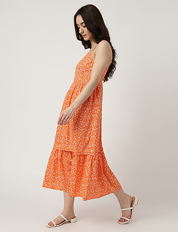 Pure Cotton Printed V-Neck Dress