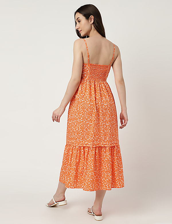 Pure Cotton Printed V-Neck Dress