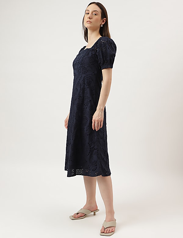 Cutwork Off Shoulder Dress With Slit