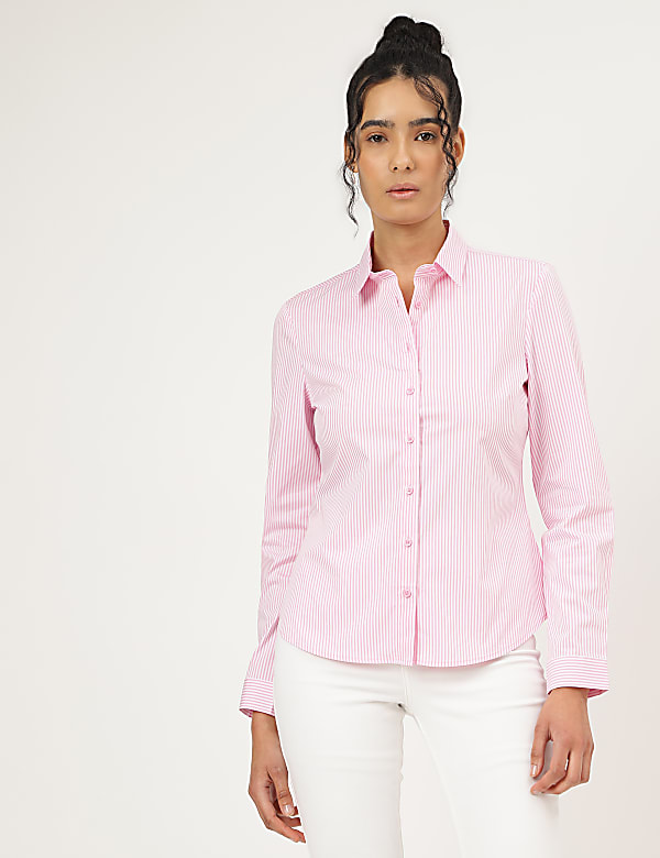 Striped Spread Collar Shirt