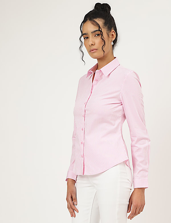 Striped Spread Collar Shirt