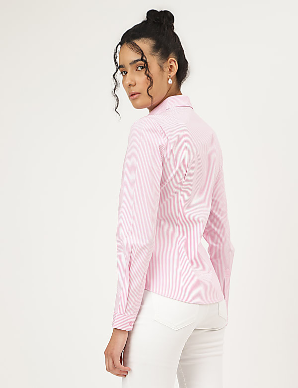 Striped Spread Collar Shirt