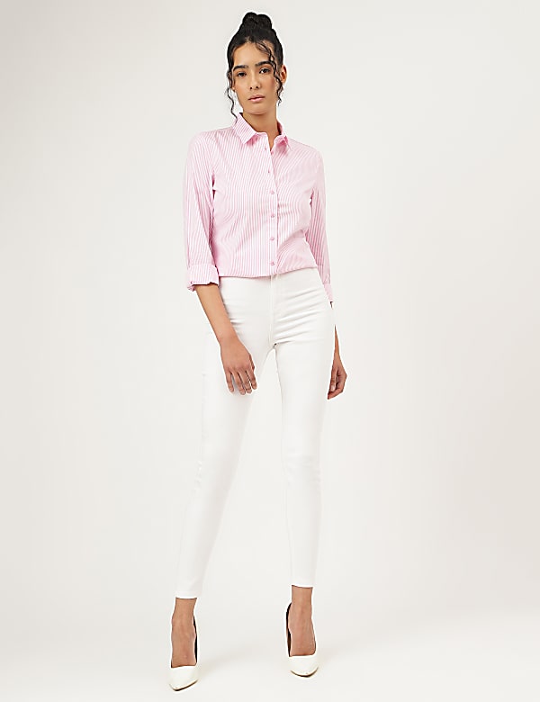 Striped Spread Collar Shirt