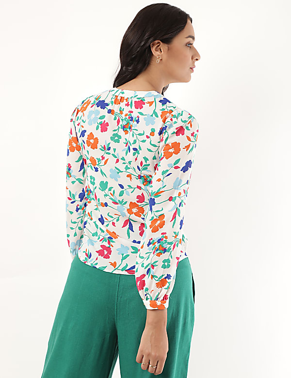 Floral Mandarin Collar Top