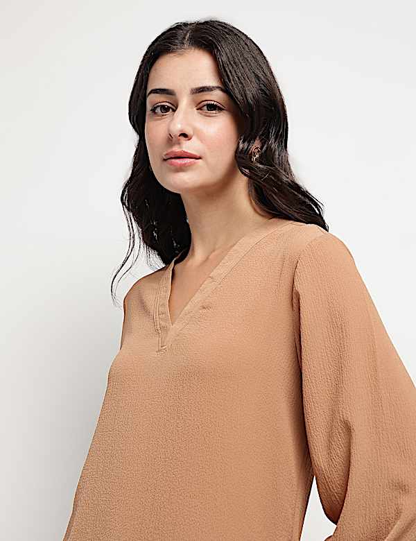 V-Neck Blouson Top