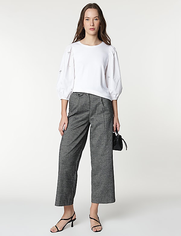 Cotton Rich Embellished 3/4 Sleeves Top
