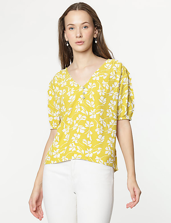 Pure Viscose Printed Half Sleeves Blouse