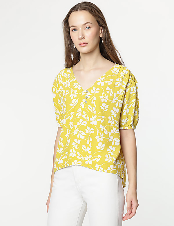 Pure Viscose Printed Half Sleeves Blouse