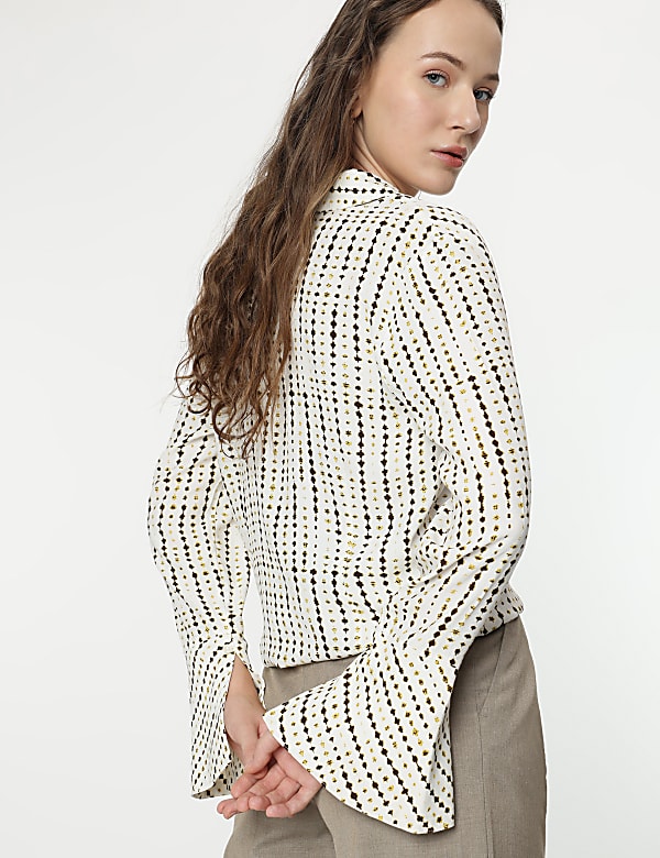 Pure Viscose Printed Bell Sleeves Blouse