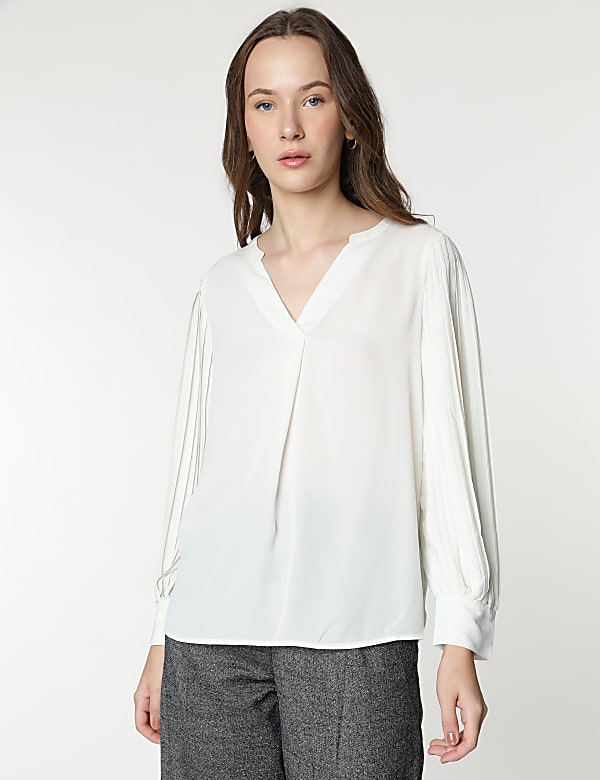 Plain Mandarin Collar Blouse