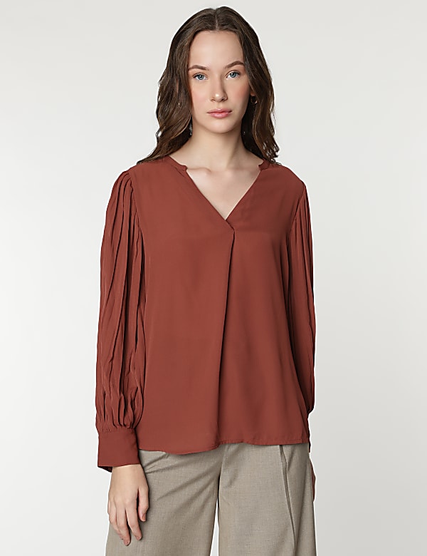 Plain Mandarin Collar Blouse